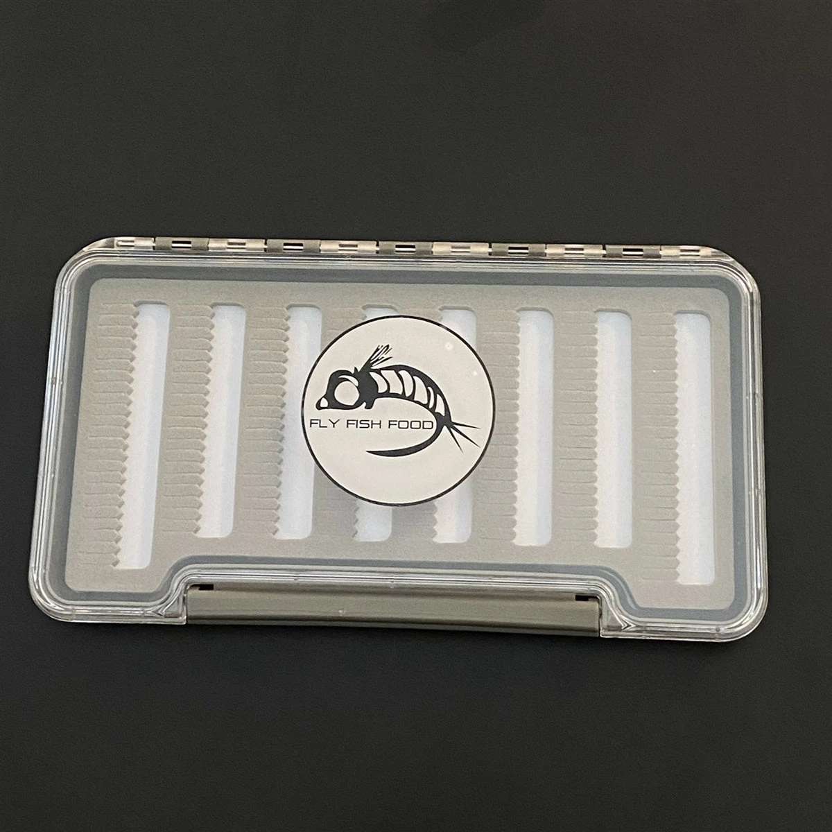 FLY FISH FOOD LOGO FLY BOX, CLEAR SINGLE SIDED - WITH DRY FLY FOAM